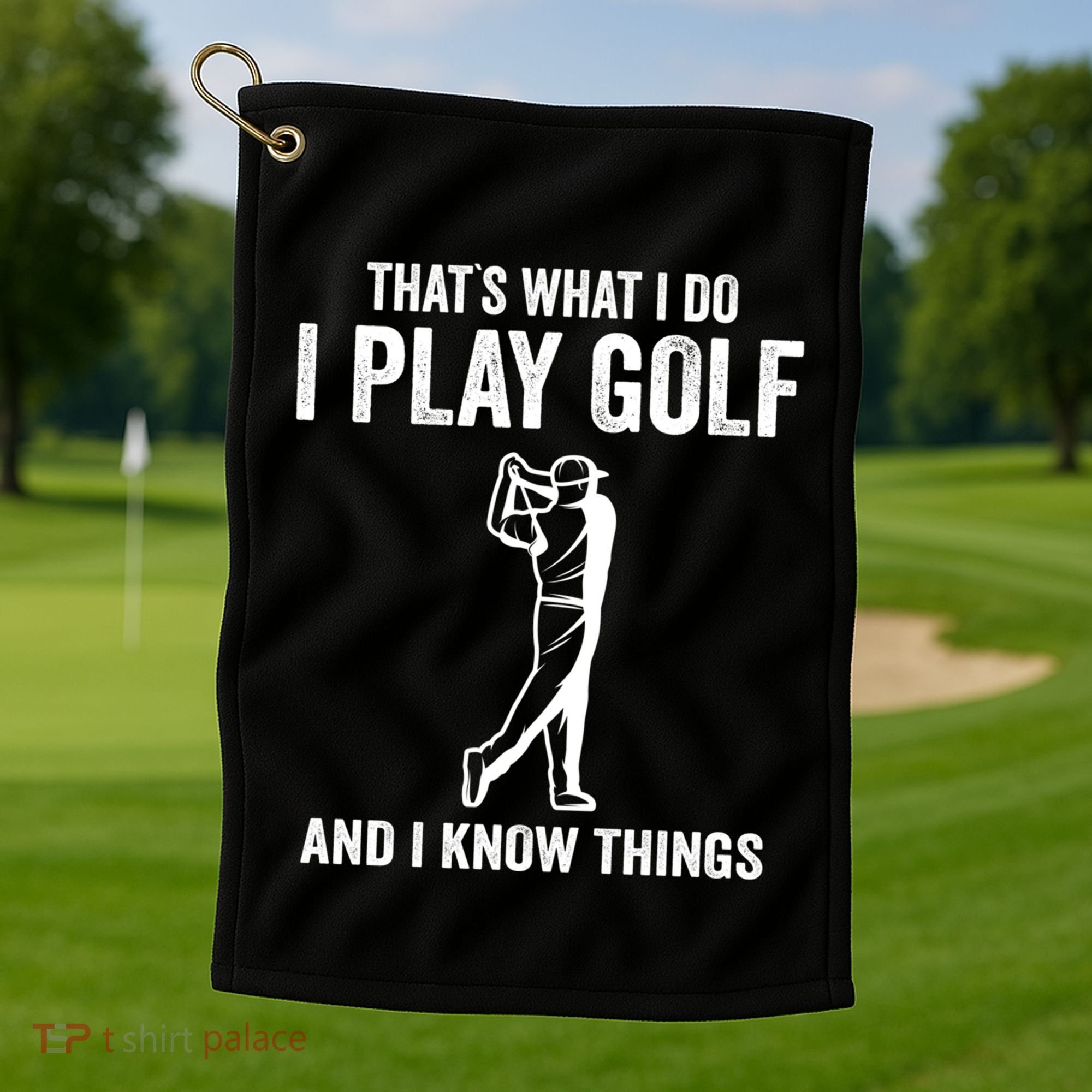 Thats What I Do I Play Golf And I Know Things Golfing Sport Gift Golf Towel
