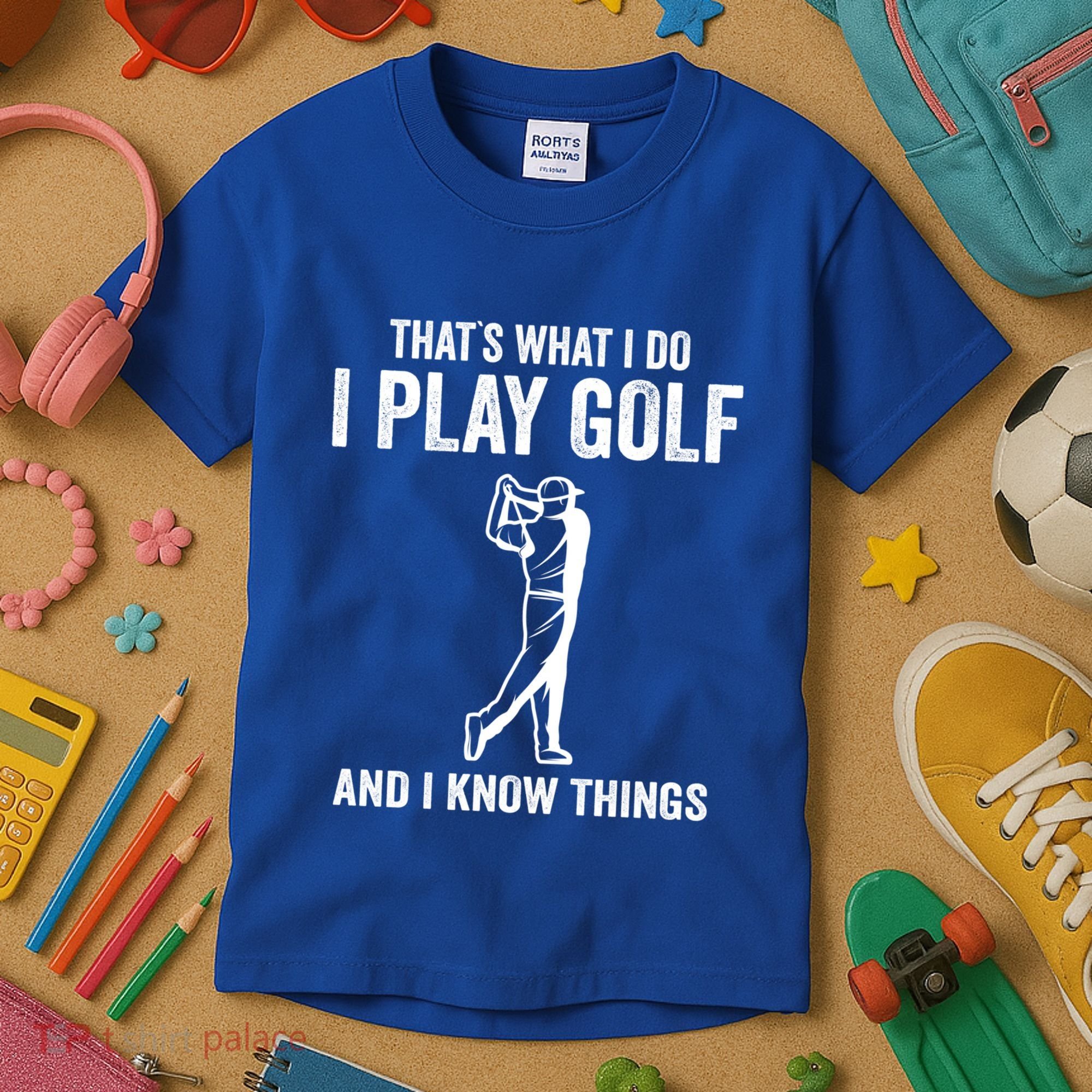 Thats What I Do I Play Golf And I Know Things Golfing Sport Gift Kids T-Shirt