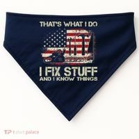 That's What I Do I Fix Stuff And I Know Things American Flag USA-Made Doggie Bandana thumb 0
