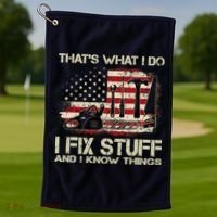 That's What I Do I Fix Stuff And I Know Things American Flag Golf Towel thumb 1