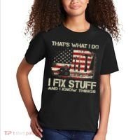 That's What I Do I Fix Stuff And I Know Things American Flag Kids T-Shirt thumb 2