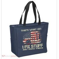 That's What I Do I Fix Stuff And I Know Things American Flag Tote Bag thumb 2