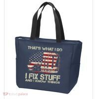 That's What I Do I Fix Stuff And I Know Things American Flag Tote Bag thumb 3