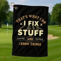 That's What I Do I Fix Stuff And Know Things Mechanic Golf Towel thumb 1