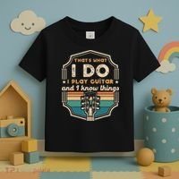 That's What I Do I Play Guitar And I Know Things Toddler T-Shirt thumb 3