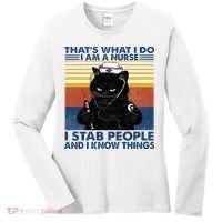 Thats What I Do I Am A Nurse I Stab People Cats Nursing Women's Long Sleeve Shirt thumb 0