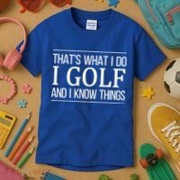 ThatS What I Do I Play Golf And I Know Things Gift Kids T-Shirt thumb 3