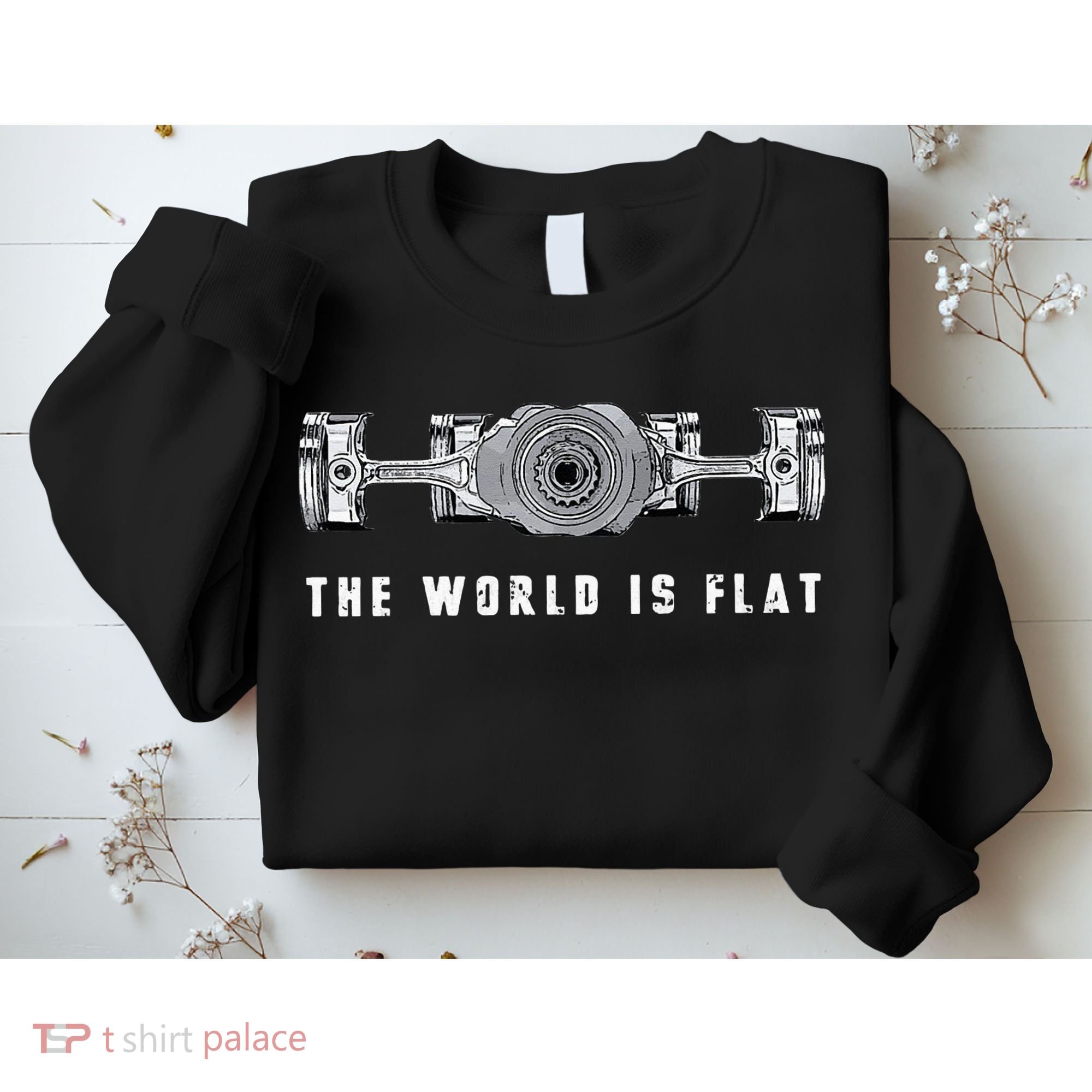 The World Is Flat Boxer Engine Car Enthusiast Sweatshirt