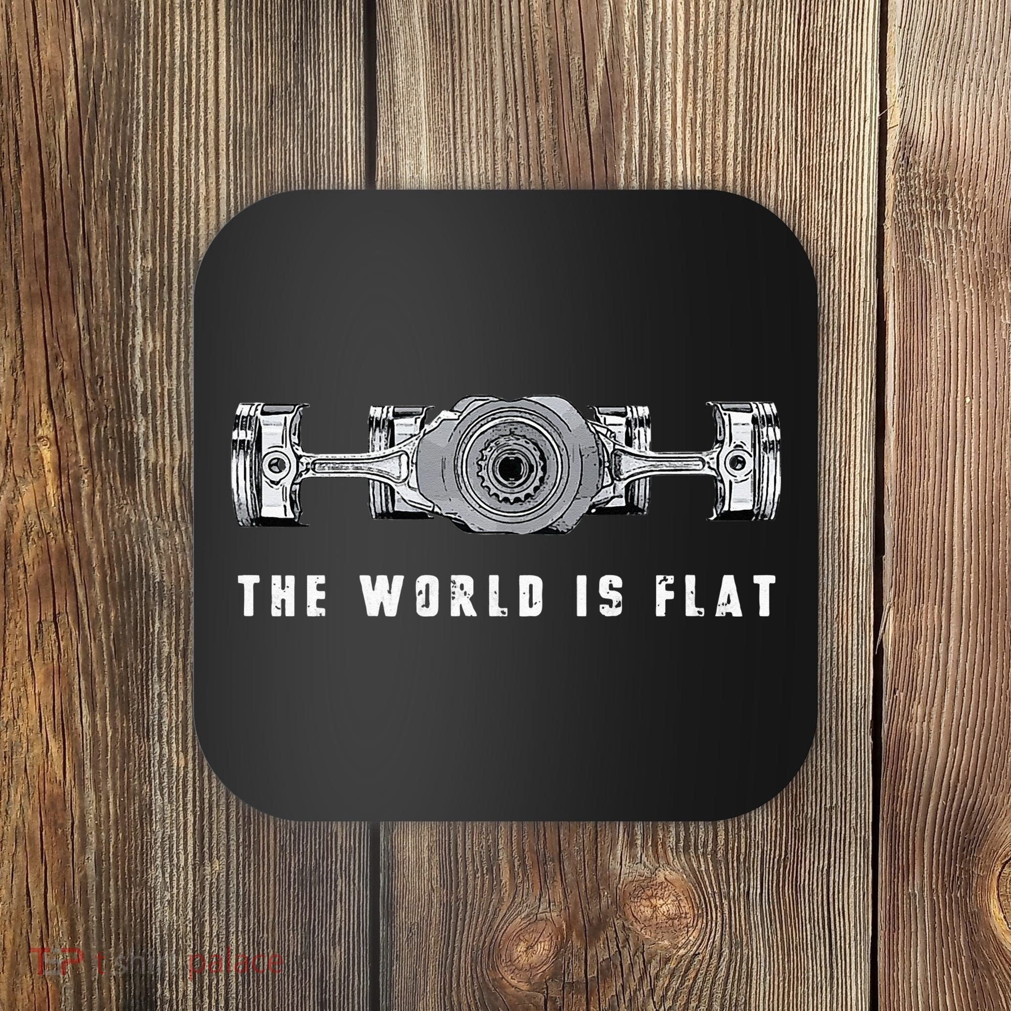 The World Is Flat Boxer Engine Car Enthusiast Coaster