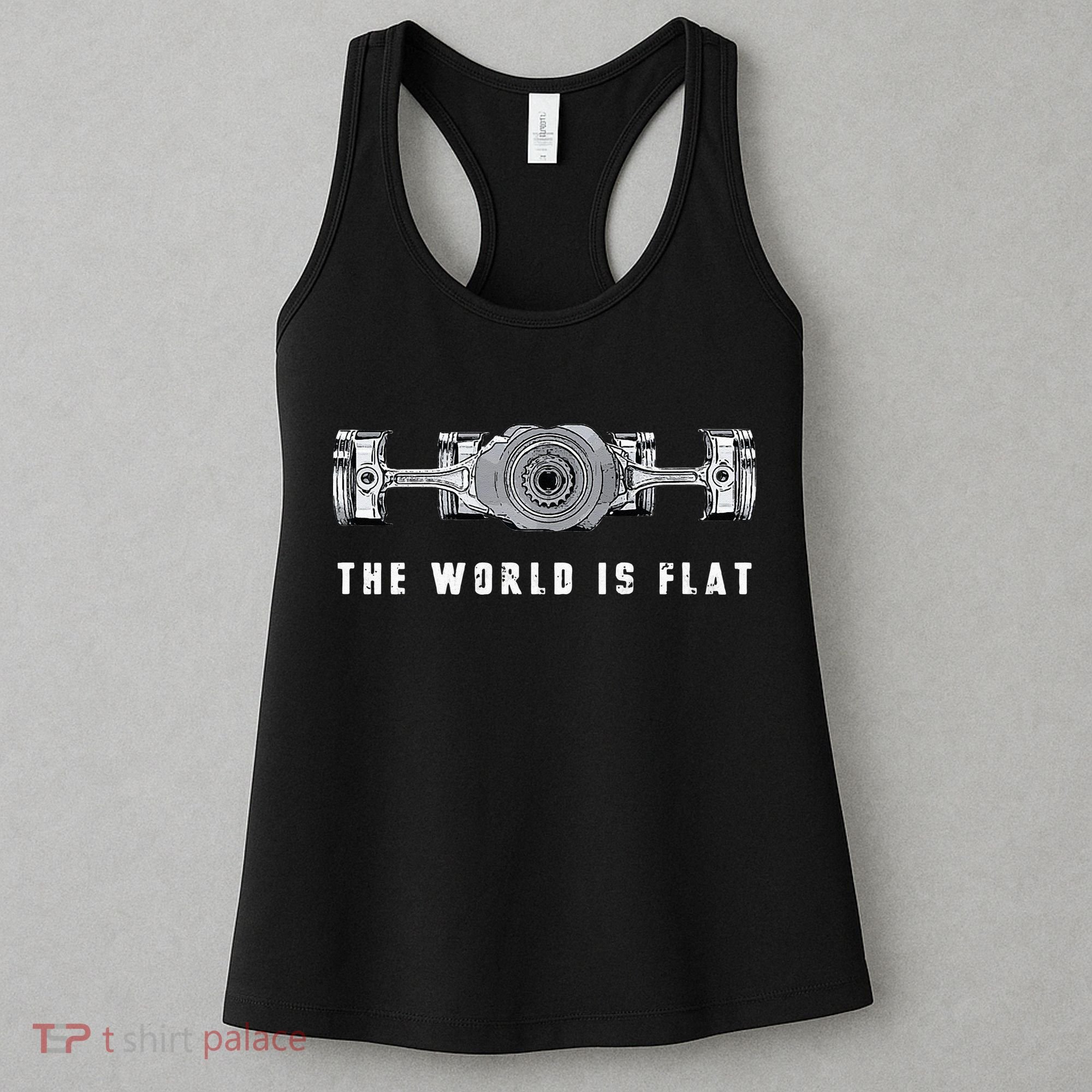 The World Is Flat Boxer Engine Car Enthusiast Women's Tank Top