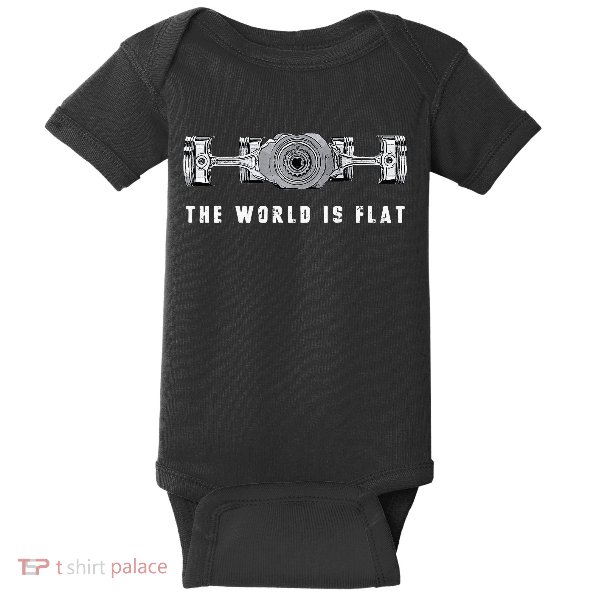 The World Is Flat Boxer Engine Car Enthusiast Baby Bodysuit