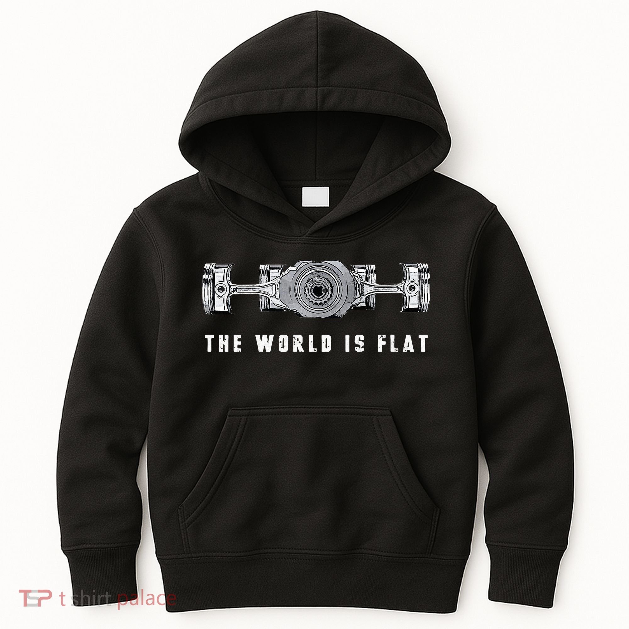 The World Is Flat Boxer Engine Car Enthusiast Kids Hoodie