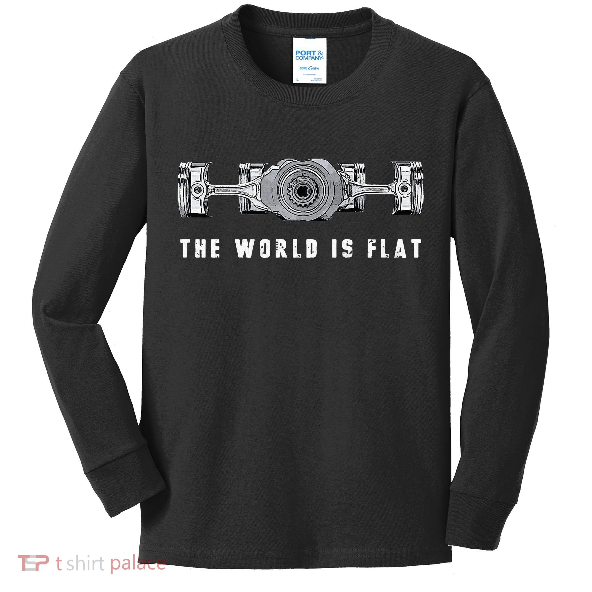The World Is Flat Boxer Engine Car Enthusiast Kids Long Sleeve Shirt