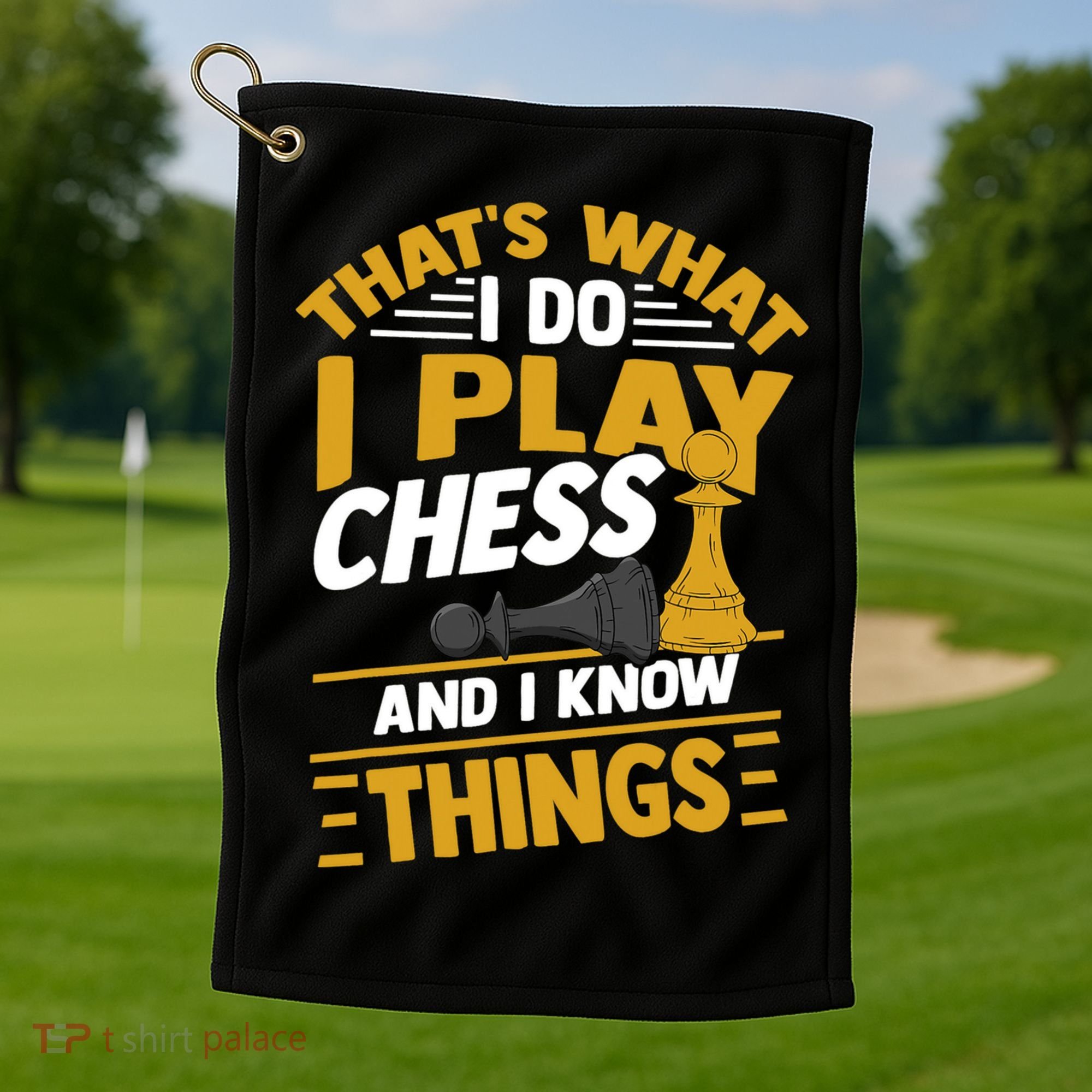Thats What I Do I Play Chess And I Know Things Funny Chessboard Set King Golf Towel