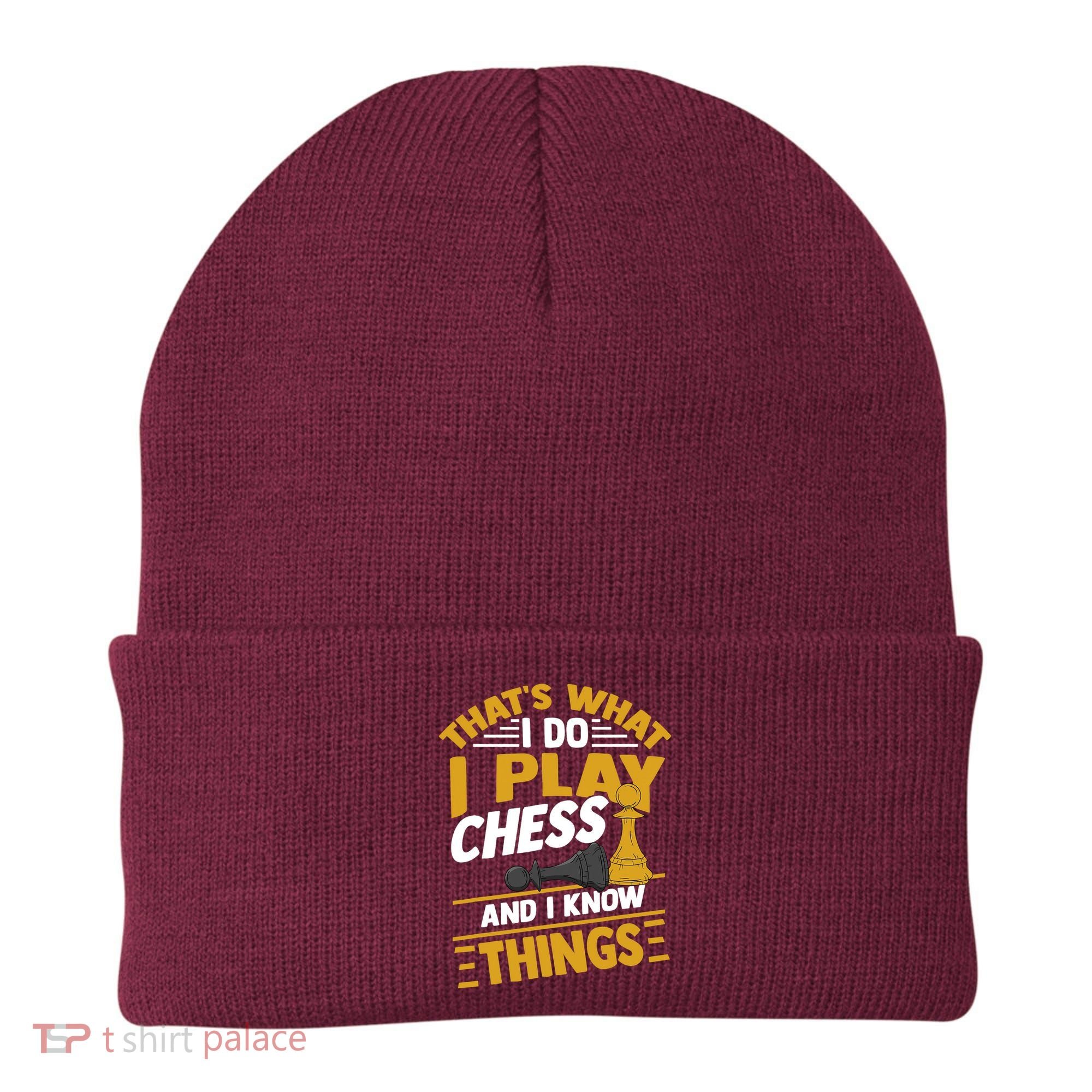 Thats What I Do I Play Chess And I Know Things Funny Chessboard Set King Beanie