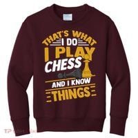 Thats What I Do I Play Chess And I Know Things Funny Chessboard Set King Kids Sweatshirt thumb 0