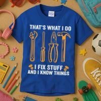 That's What I Do I Fix Stuff And I Know Things Funny Saying Funny Gift Kids T-Shirt thumb 3