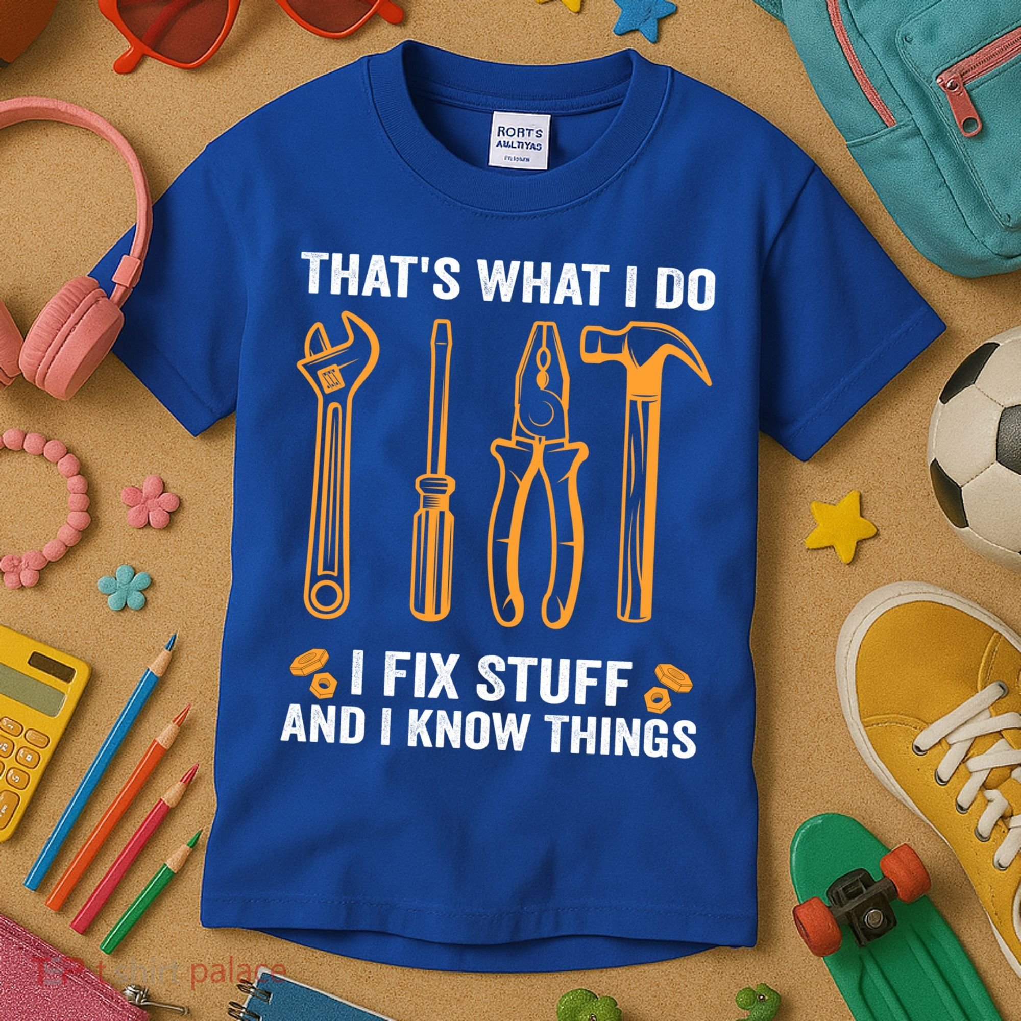 That's What I Do I Fix Stuff And I Know Things Funny Saying Funny Gift Kids T-Shirt