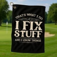 That's What I Do I Fix Stuff And I Know Things Funny Saying Golf Towel thumb 1