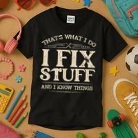That's What I Do I Fix Stuff And I Know Things Funny Saying Kids T-Shirt thumb 3