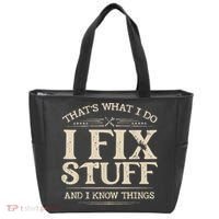That's What I Do I Fix Stuff And I Know Things Funny Saying Tote Bag thumb 0