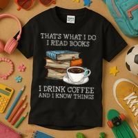 ThatS What I Do I Read Books I Drink Coffee I Know Things Kids T-Shirt thumb 3