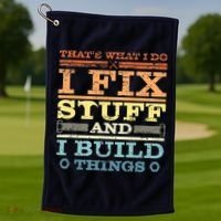 THAT'S WHAT I DO I FIX STUFF AND I BUILD THINGS WEATHERED Golf Towel thumb 1