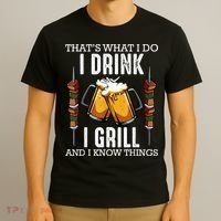That's What I Do I Drink I Grill And Know Things BBQ Beer T-Shirt thumb 3