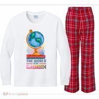 The World Is My Classroom Globe Kids Long Sleeve Plaid Pajama Set thumb 0