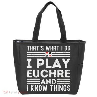 Thats What i Do I Play Eucher And I Know Things Euchre Gamer Tote Bag