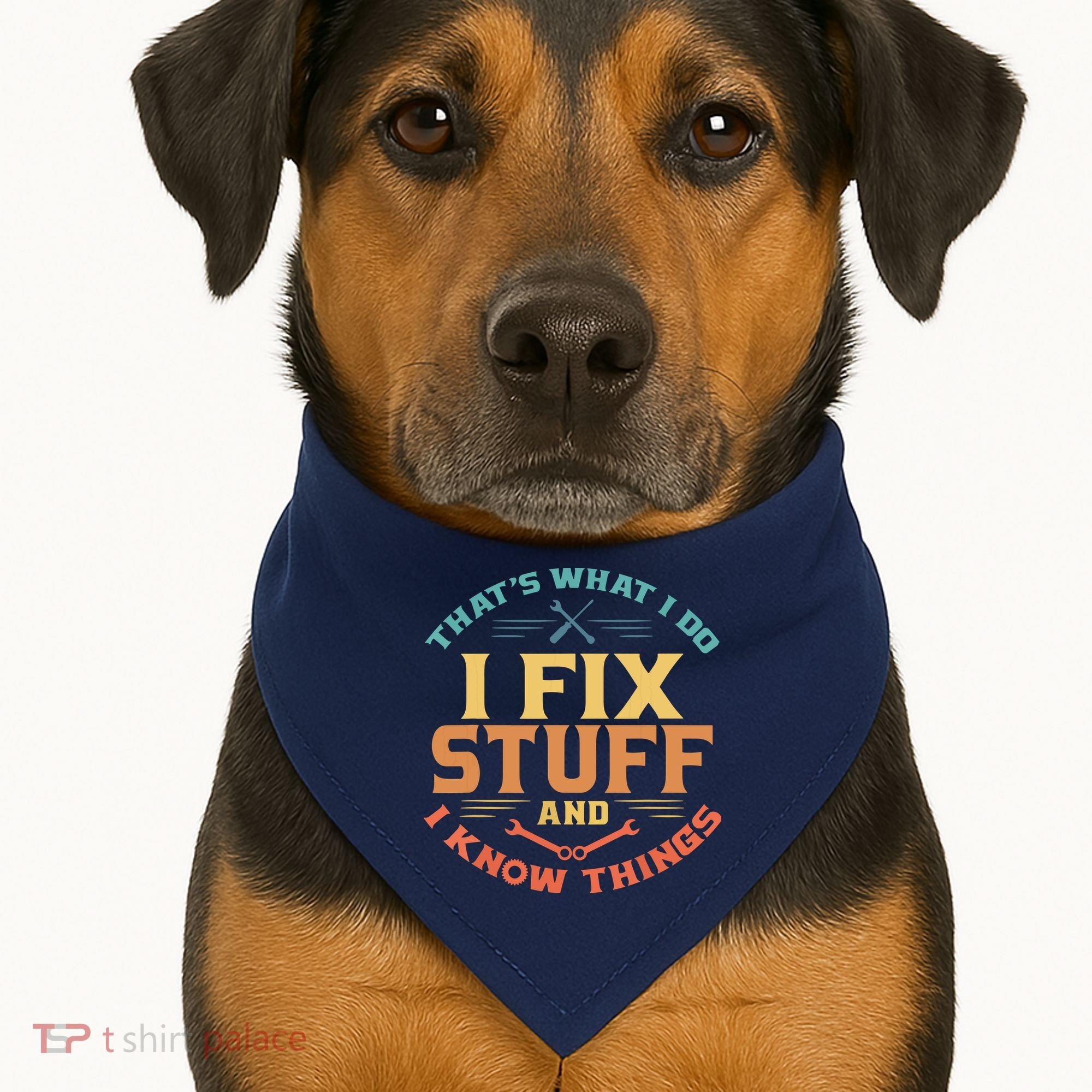 That's What I Do I Fix Stuff And I Know Things Funny Dad USA-Made Doggie Bandana