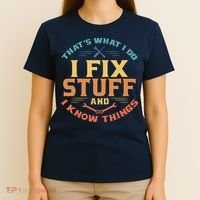That's What I Do I Fix Stuff And I Know Things Funny Dad T-Shirt thumb 4