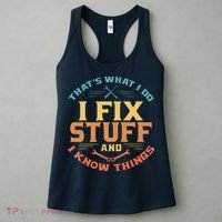 That's What I Do I Fix Stuff And I Know Things Funny Dad Women's Tank Top thumb 3
