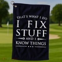 That's What I Do I Fix Stuff And I Know Things Golf Towel thumb 1