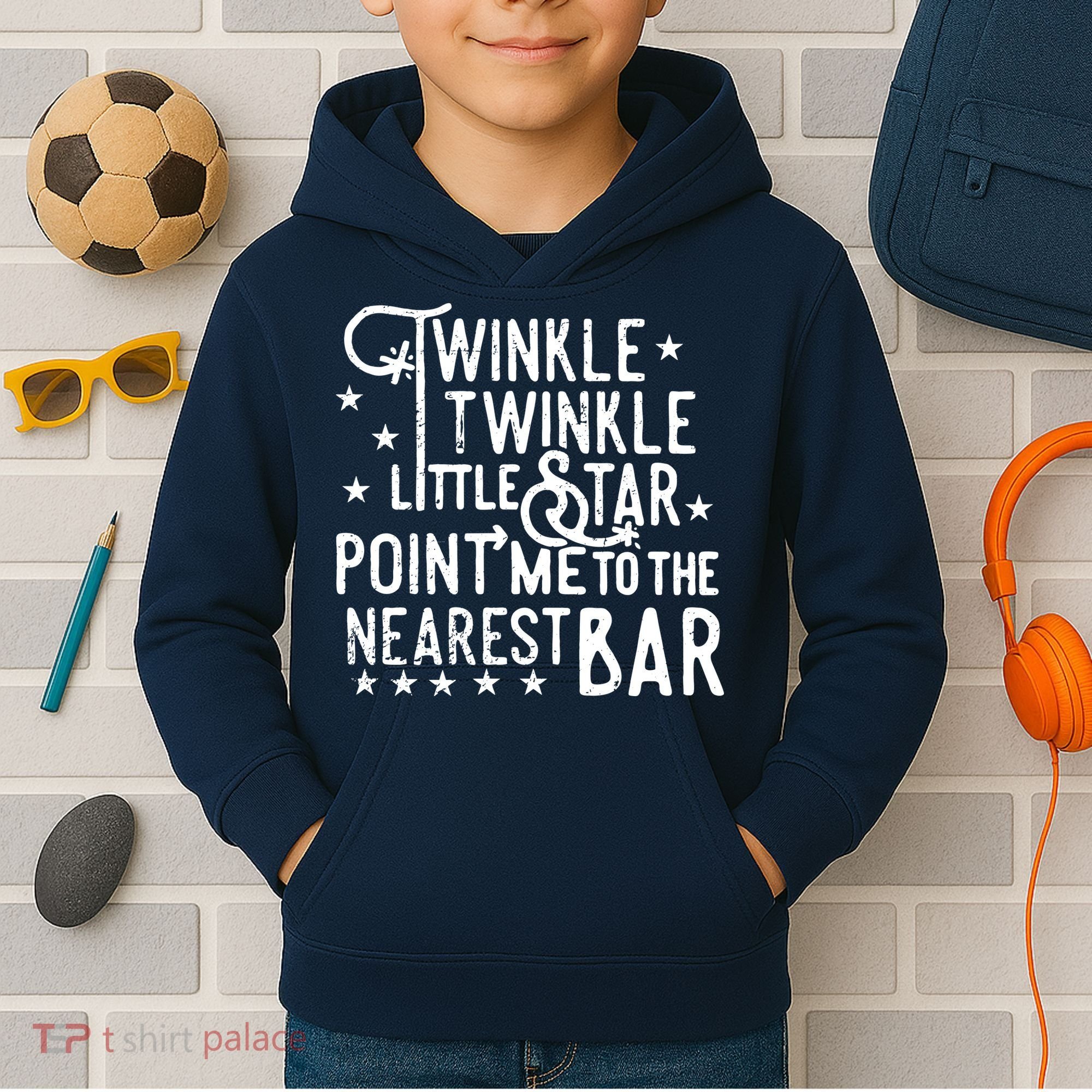 Twinkle Little Star Point Me To The Nearest Bar Kids Hoodie