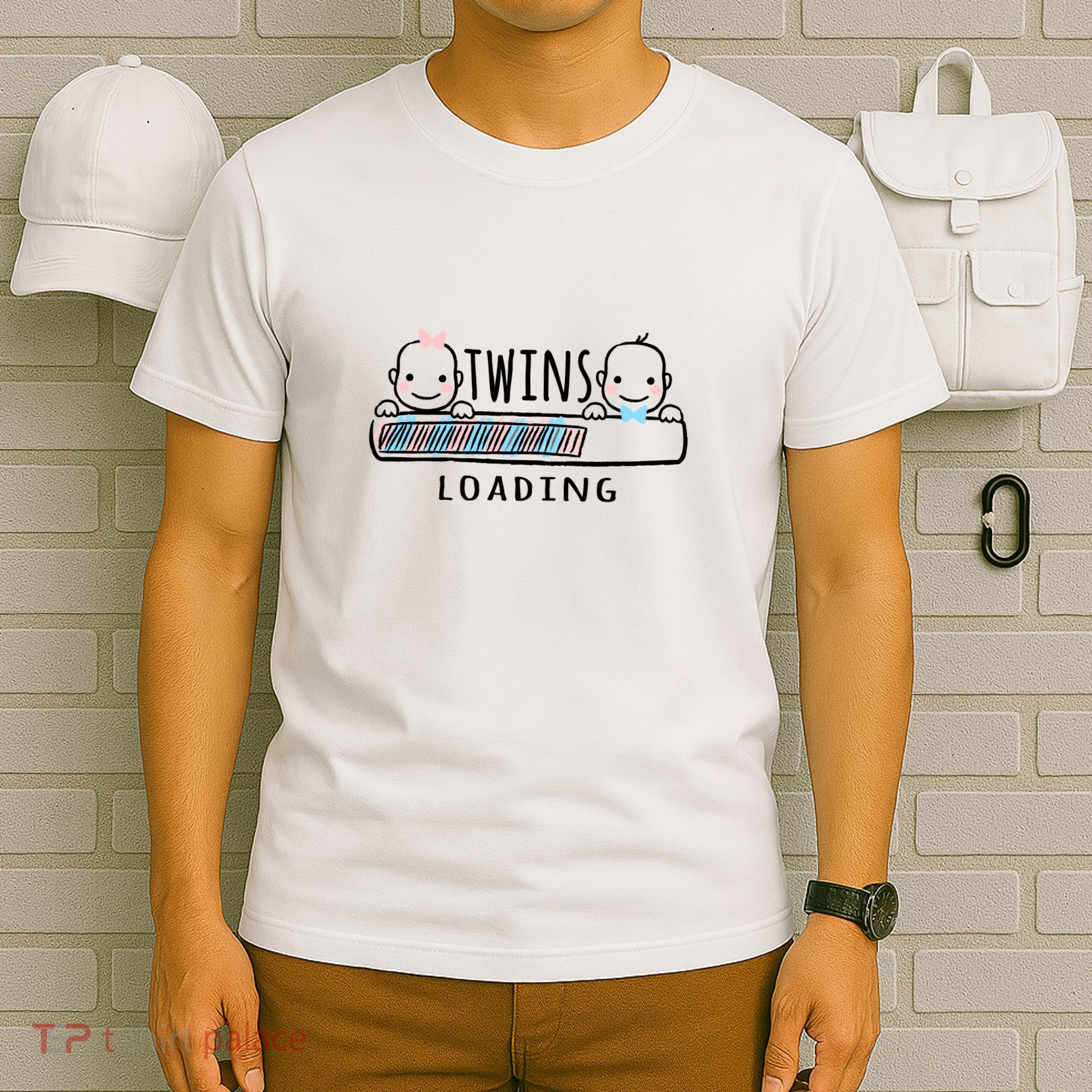 Twins loading cute twin mother  T-Shirt