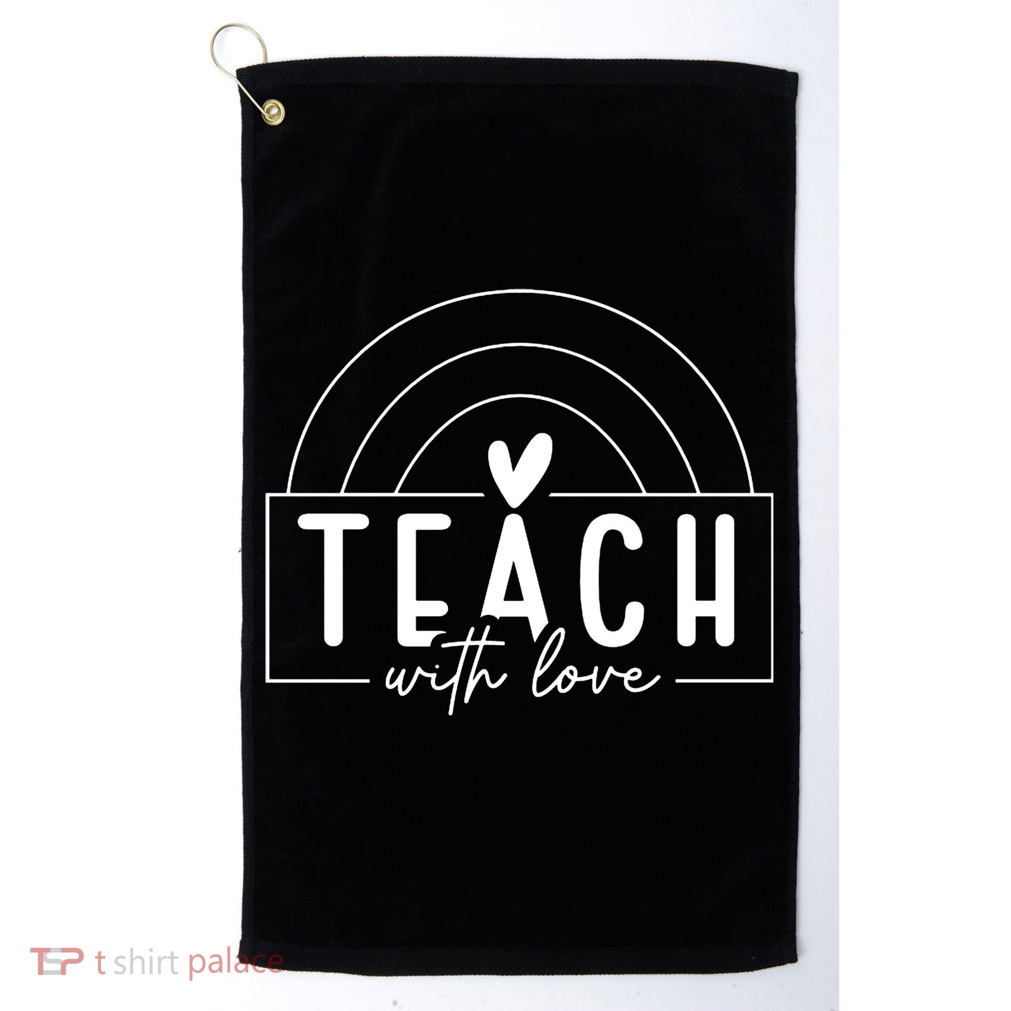 Teach With Love Heart Golf Towel