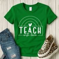 Teach With Love Heart Women's T-Shirt thumb 3