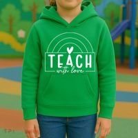 Teach With Love Heart Kids Hoodie thumb 3
