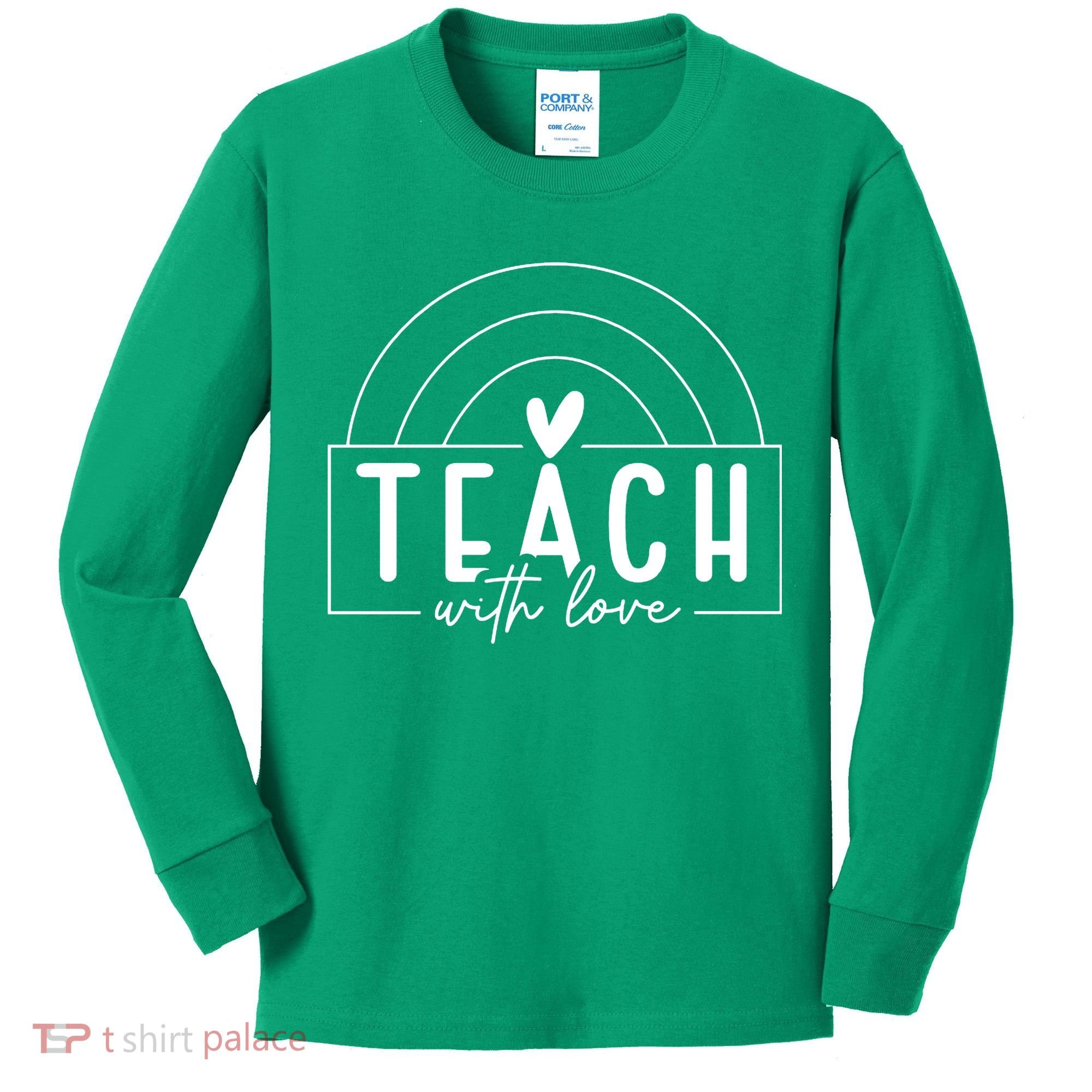 Teach With Love Heart Kids Long Sleeve Shirt