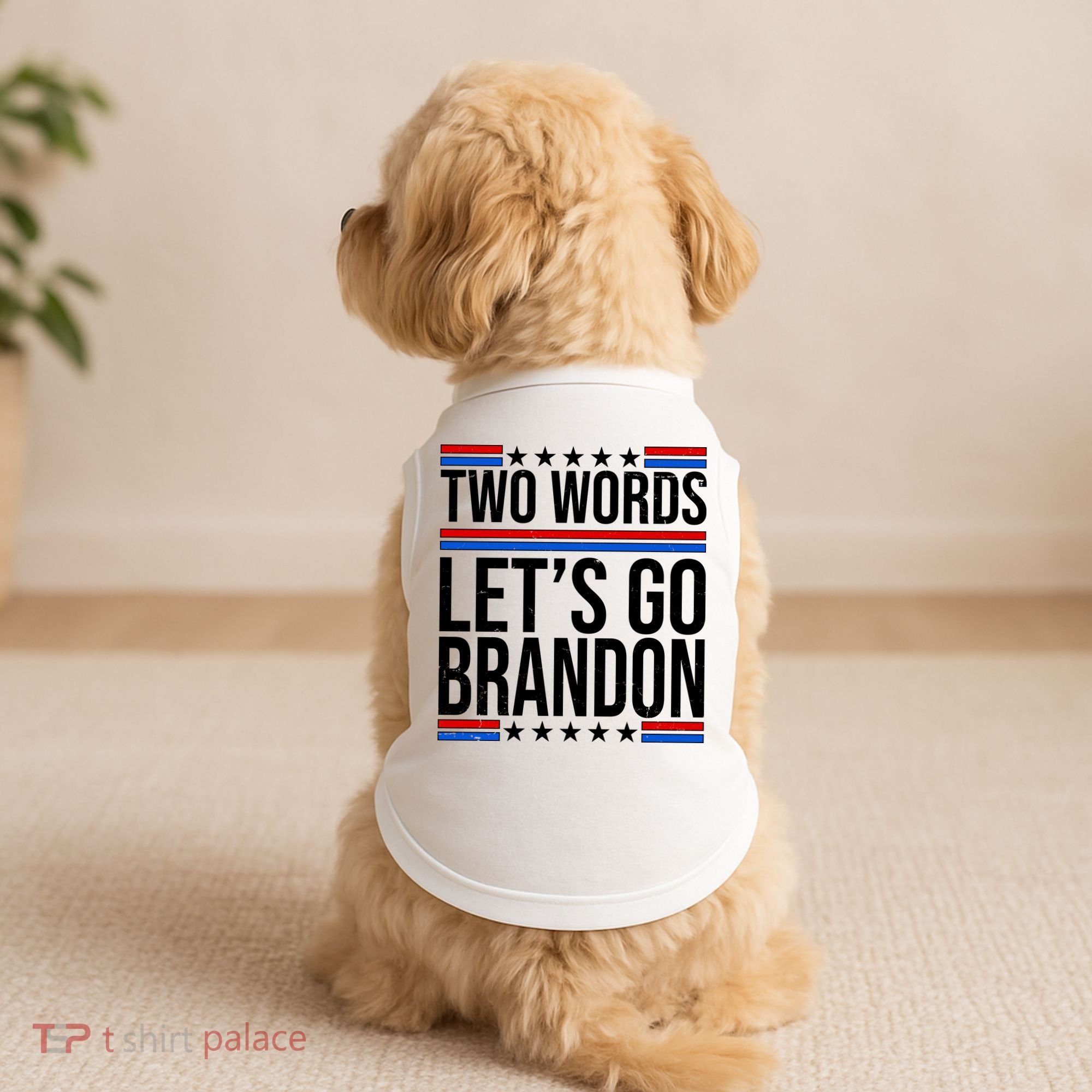 Two Words Let's Go Brandon Doggie Tank