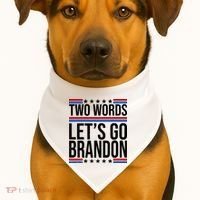 Two Words Let's Go Brandon USA-Made Doggie Bandana thumb 1