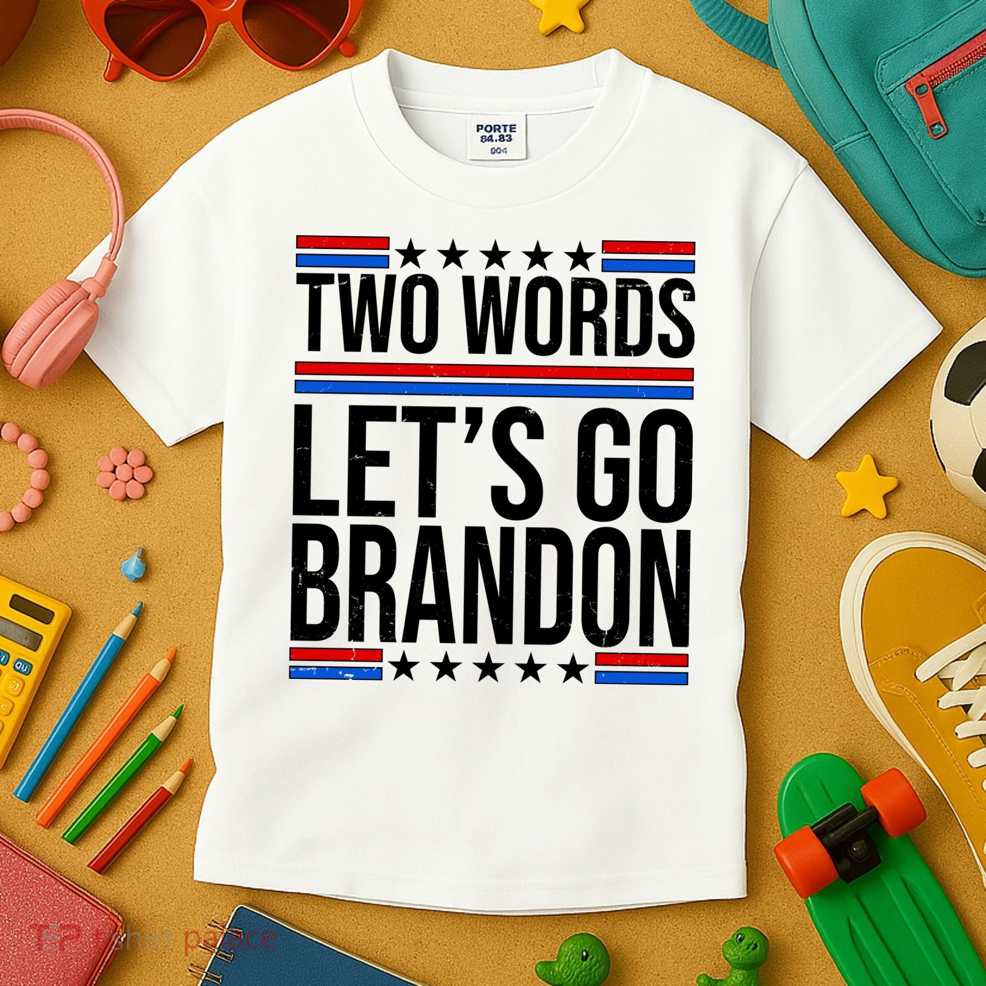 Two Words Let's Go Brandon Kids T-Shirt