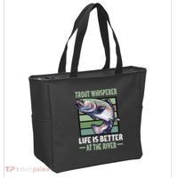 Trout Whisperer Life Is Better At The River Fly Fishing Tote Bag thumb 2