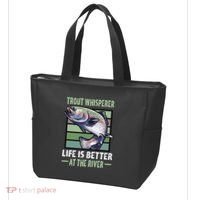 Trout Whisperer Life Is Better At The River Fly Fishing Tote Bag thumb 3