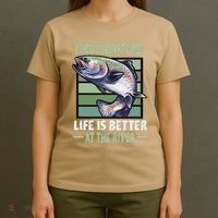 Trout Whisperer Life Is Better At The River Fly Fishing T-Shirt thumb 4
