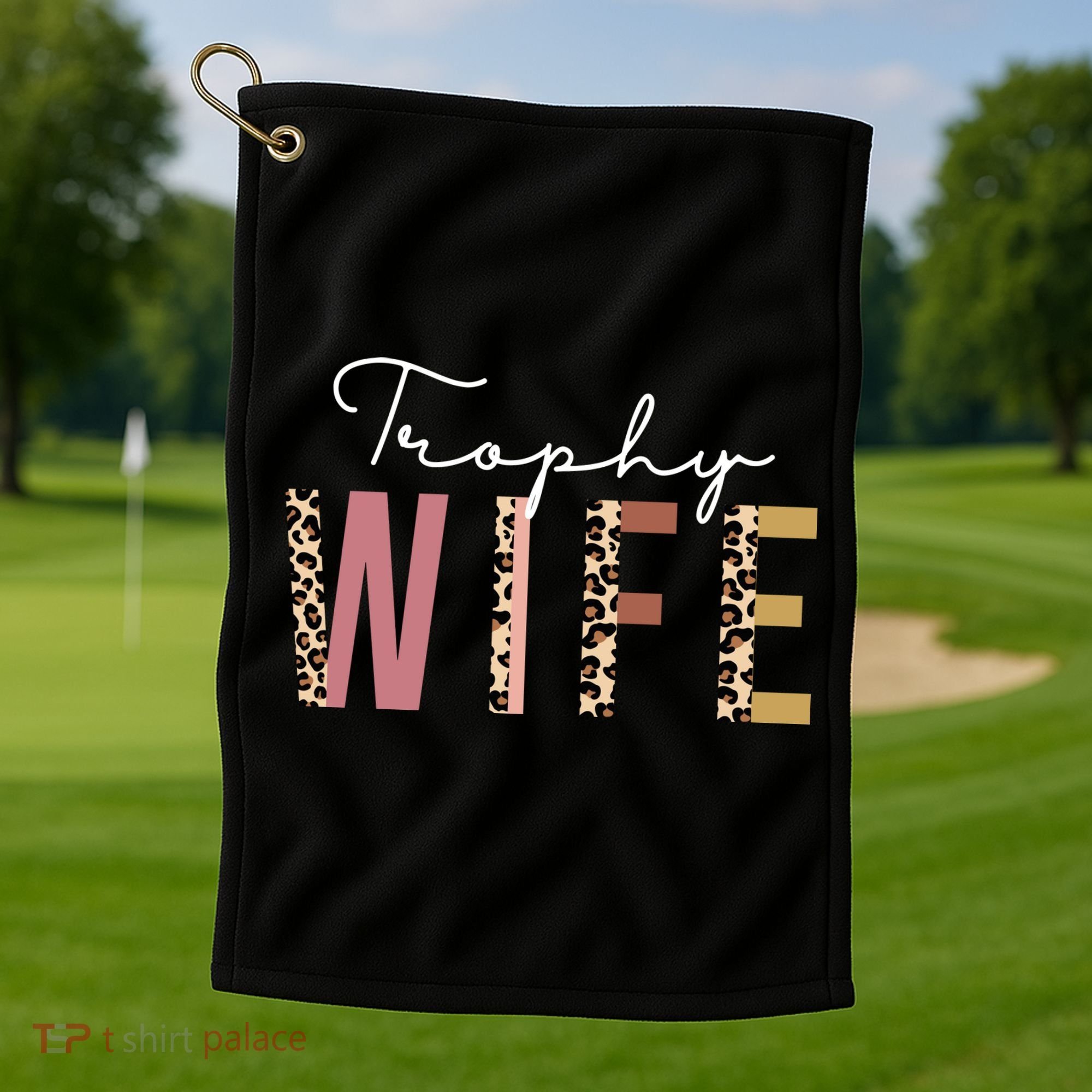 Trophy Wife Leopard Print Golf Towel