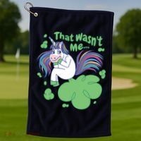 That Wasn't Me Funny Unicorn Farting Golf Towel thumb 1