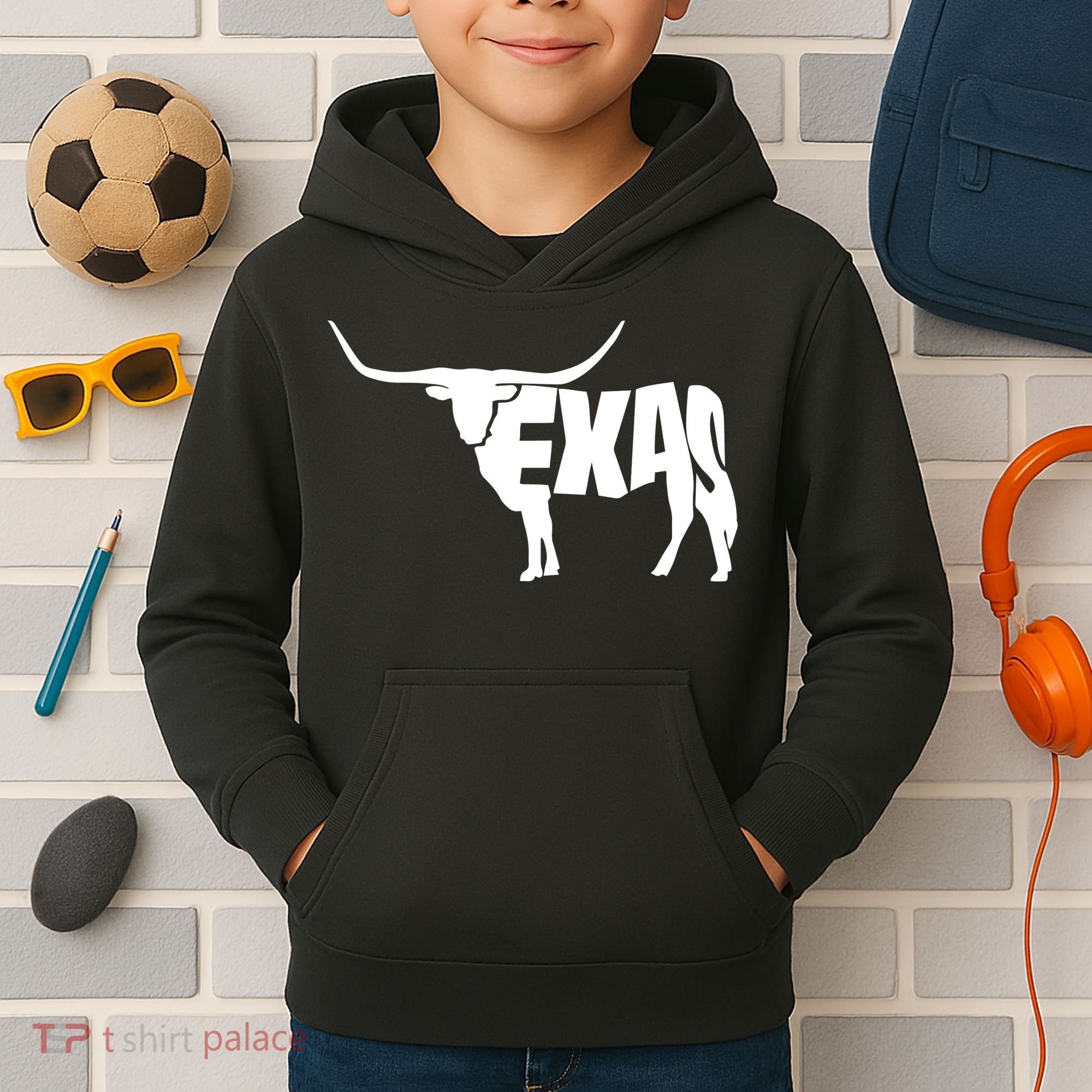 Texas Word Mashup Longhorn Kids Hoodie