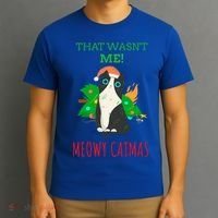 That Wasn't Me Meowy Catmas Funny Cat Cute Christmas Gift T-Shirt thumb 3